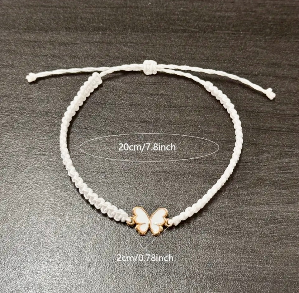 Butterfly Drip Oil Pendant Women's Braided Bracelet