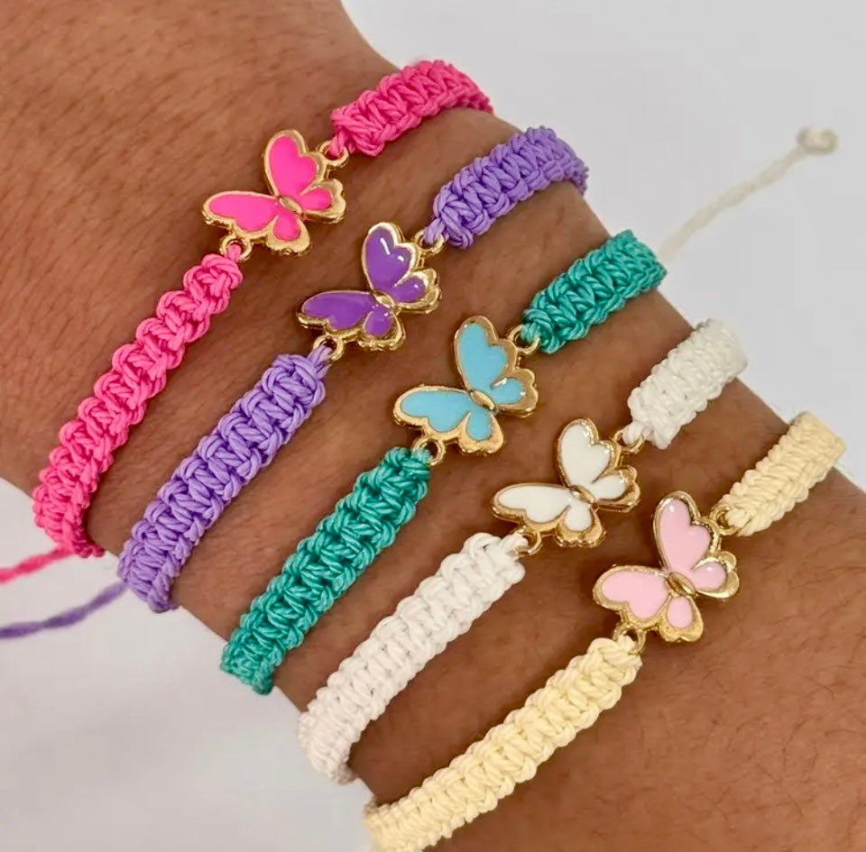 Butterfly Drip Oil Pendant Women's Braided Bracelet