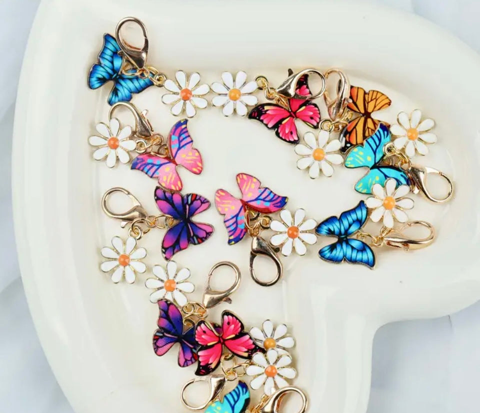 ThankYou Card Butterfly Small Chrysanthemum KeychainCharm Set