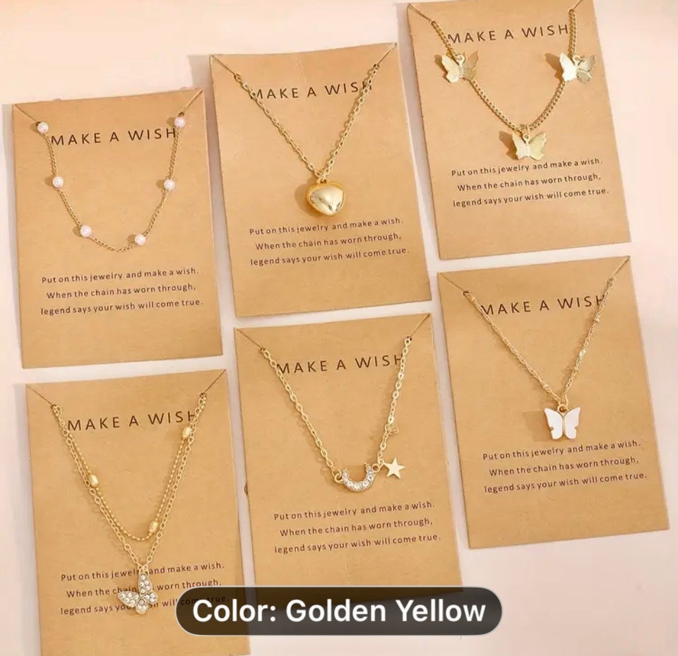 Stylish and Elegant Retro Gift Set with Middle Eastern Love Butterfly Tassel Moon Star Faux Rhinestone Necklace - No Card Included