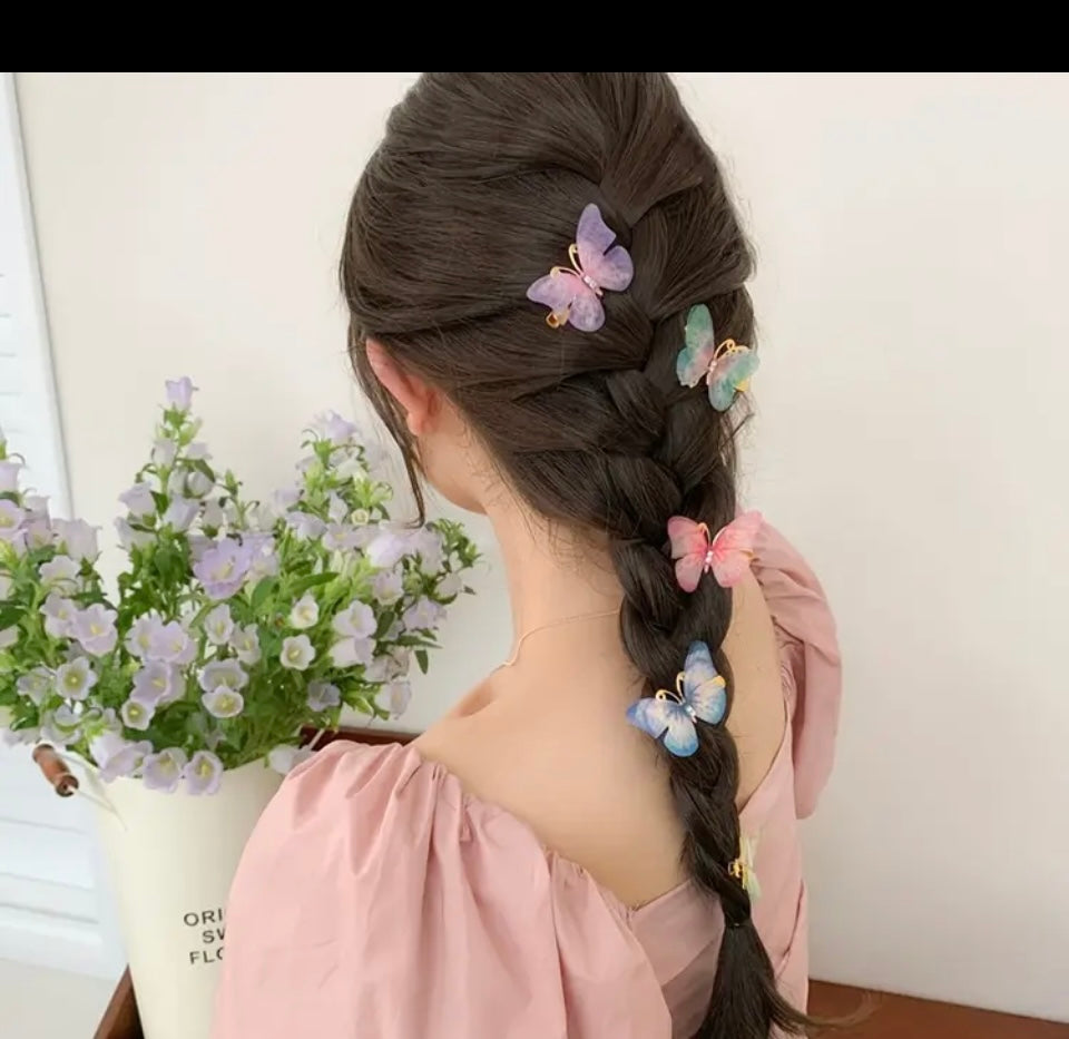 Cute & Sweet Fabric Butterfly Hair Pins with Rhinestones