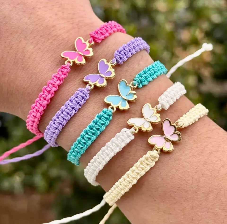 Butterfly Drip Oil Pendant Women's Braided Bracelet