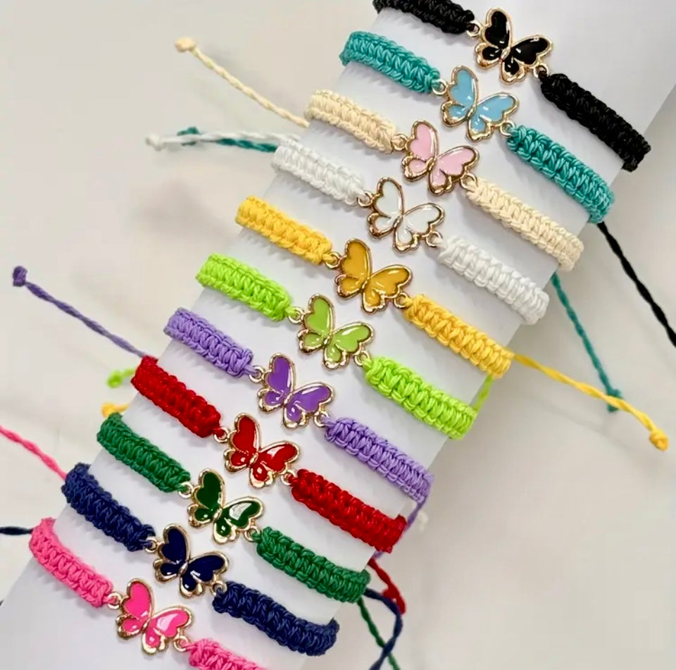 Butterfly Drip Oil Pendant Women's Braided Bracelet