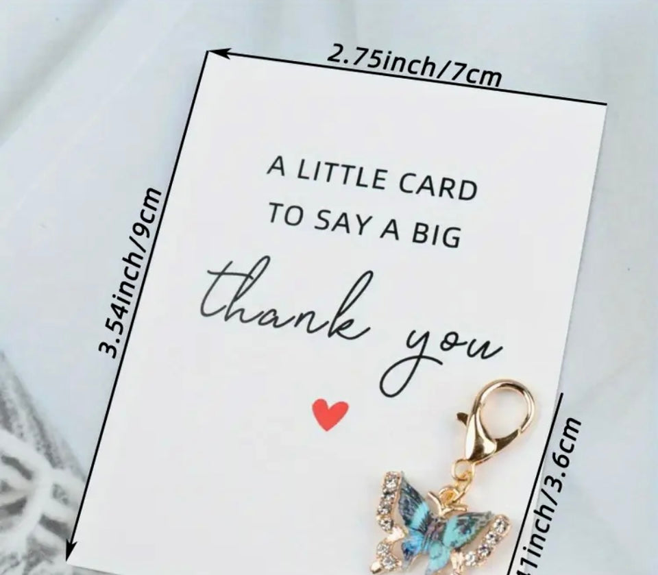 ThankYou Card Butterfly Small Chrysanthemum KeychainCharm Set