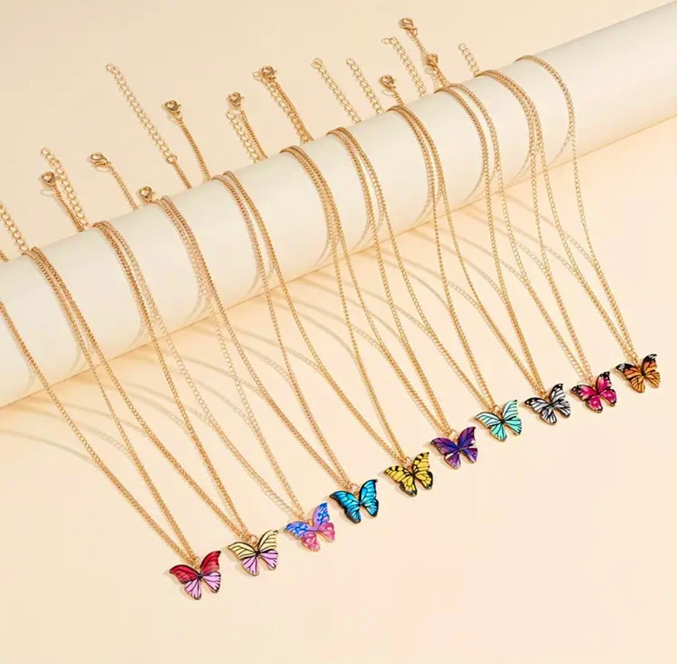 Colourful Butterfly Pendant Necklace