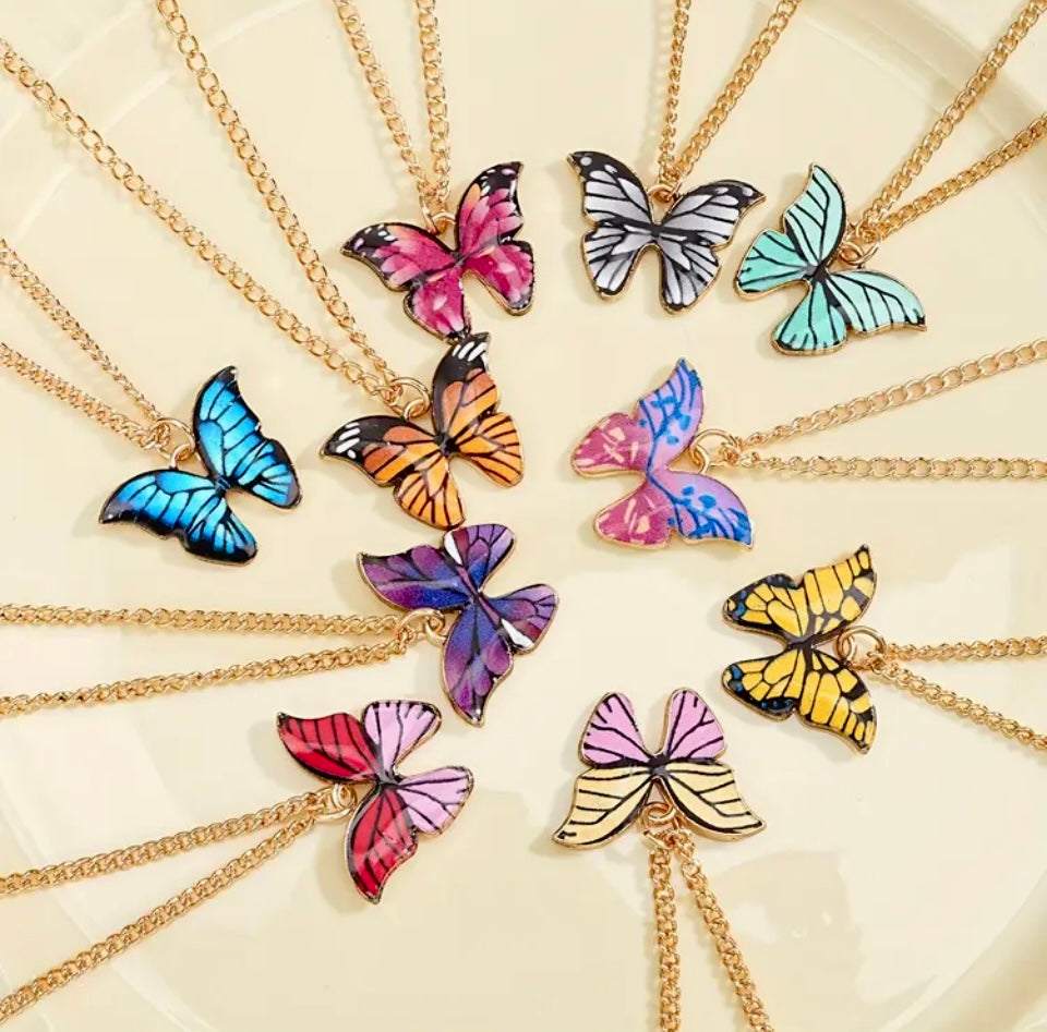 Colourful Butterfly Pendant Necklace