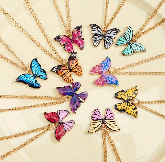 Colourful Butterfly Pendant Necklace