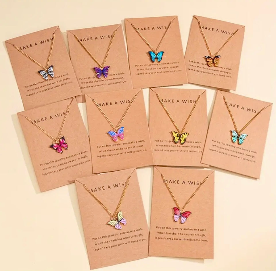 Colourful Butterfly Pendant Necklace